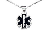 Enameled Medical Charm Pendant Necklace in Sterling Silver with Chain